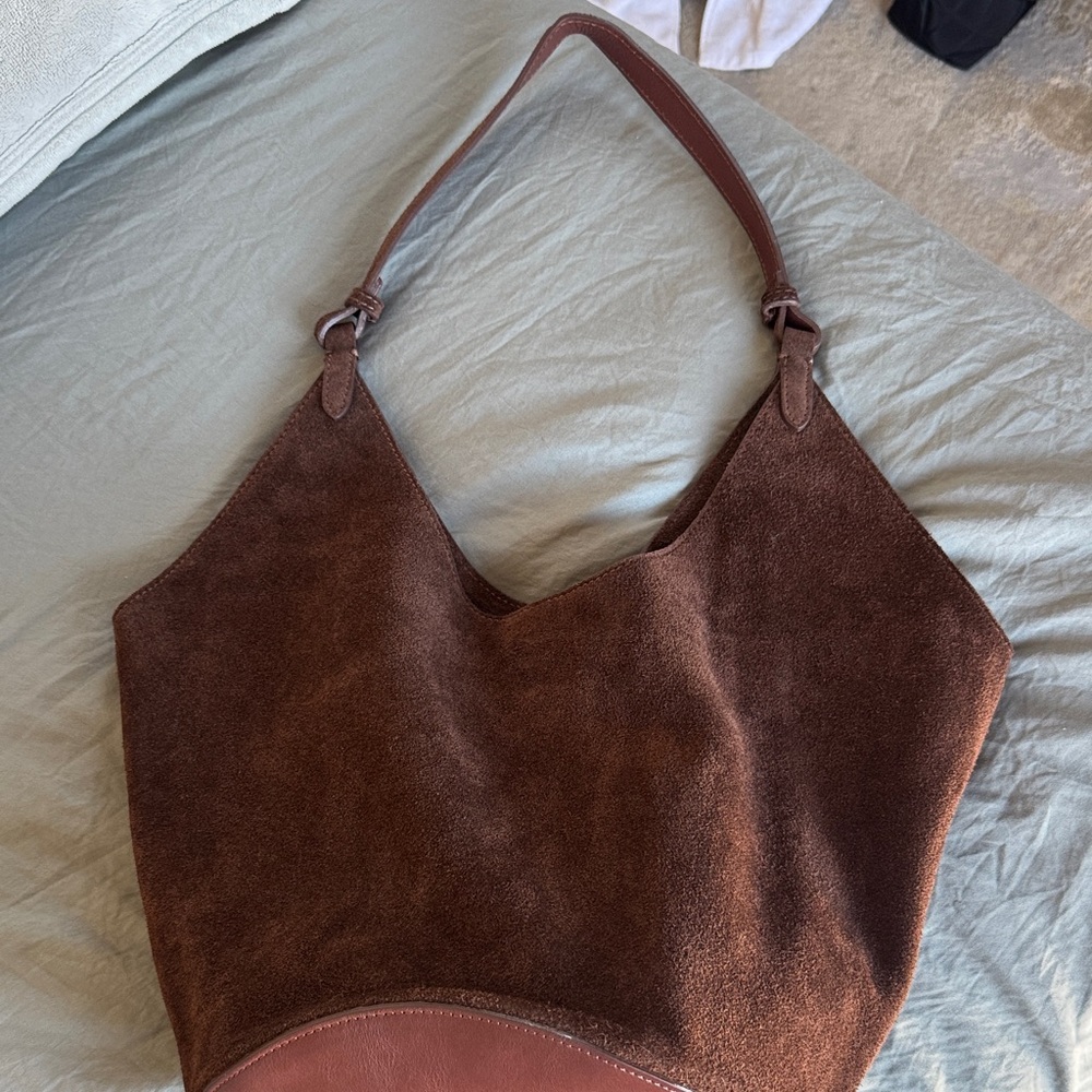 Women's Brown Suede Shoulder Bag - Picture 2 of 5